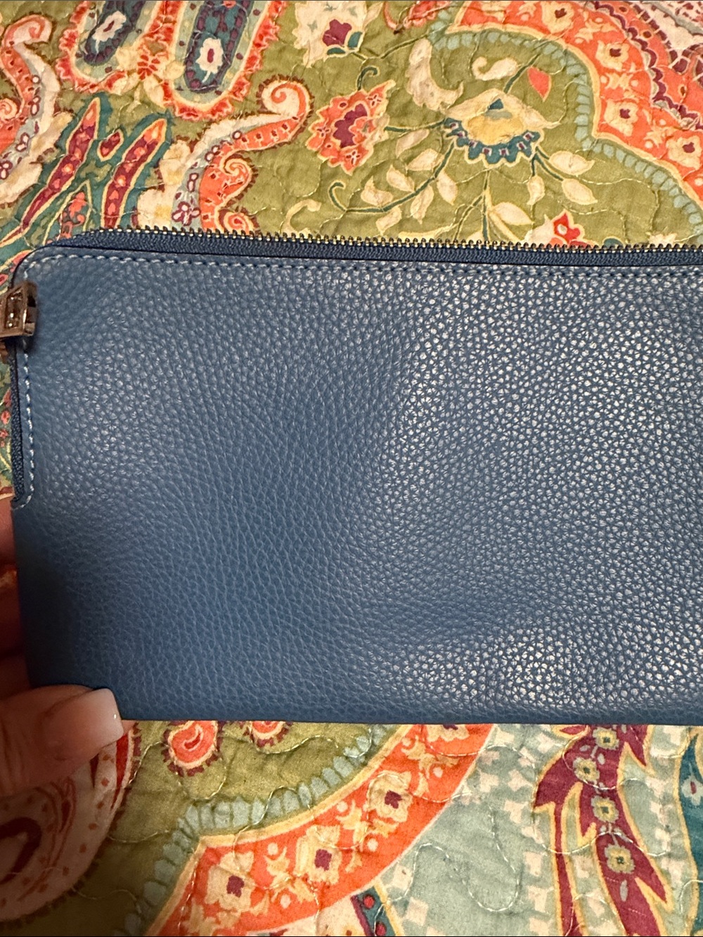 Coach Blue Pebbled Leather Wristlet Clutch - Picture 3 of 6